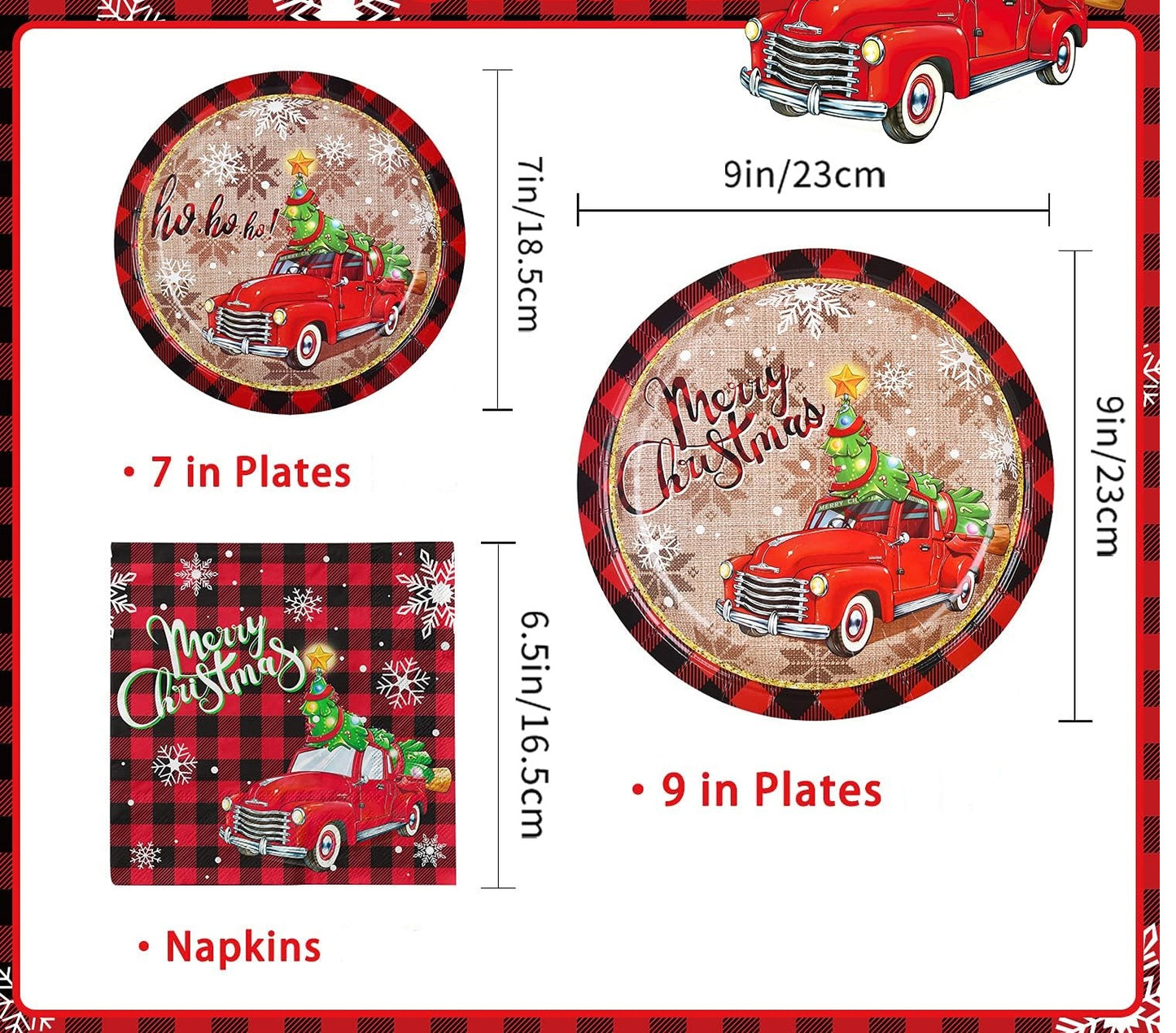 Christmas Plates and Napkins Set, 75 Pcs Disposable Paper Plate Sets for Merry Christmas Party Supplies Serve 25