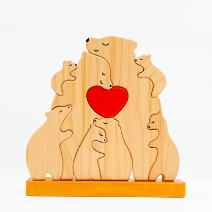 Personalized Wooden Bears Family, Bear Shaped Wood Puzzle with Custom Name- Gift for Mother's Day, Thanksgiving, Christmas