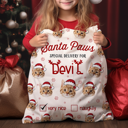 Santa Paws Special Delivery Christmas Bag - Personalise Santa Sack Christmas -Special Delivery Christmas Eve Box