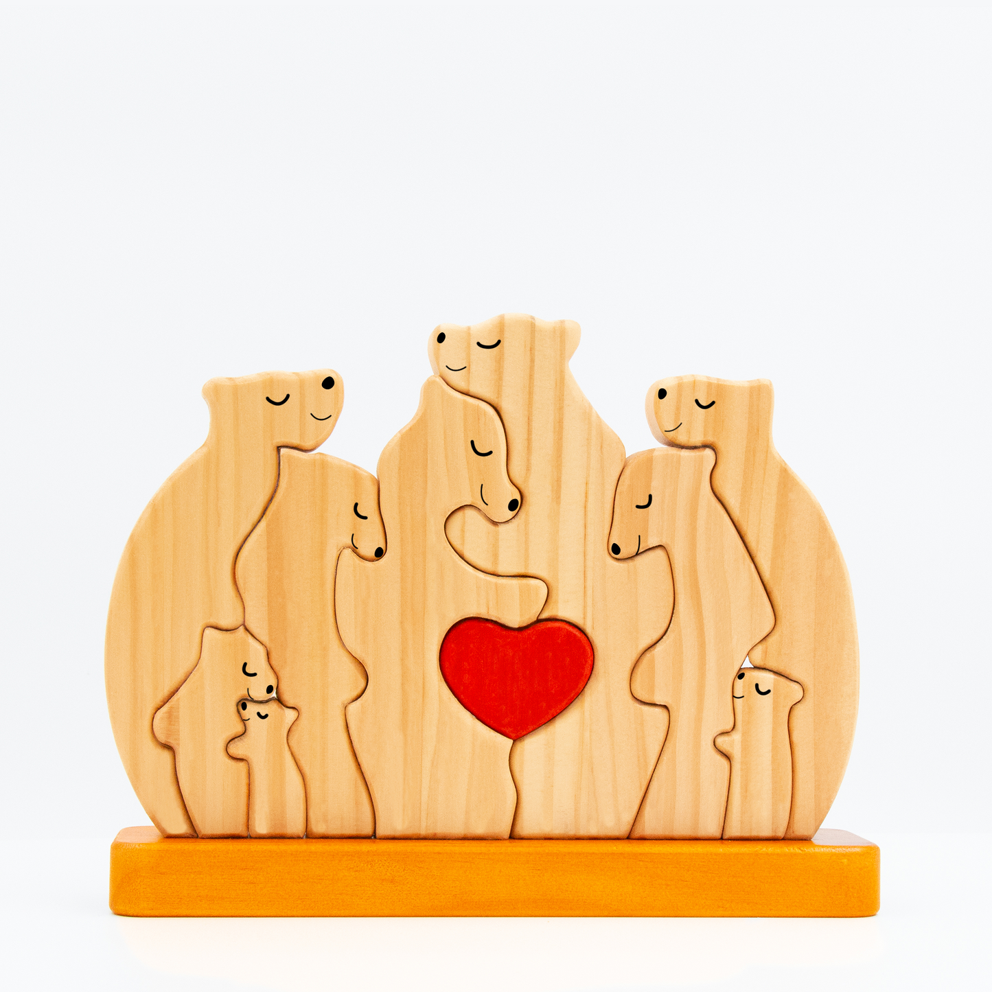 Personalisierte Holzbärenfamilie Ver 3 - Puzzle Holzbärenfamilie - Holzschnitzereien für Haustiere