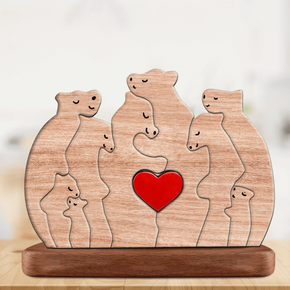 Non Custom Wooden Bears Family - Puzzle Wooden Bears Family - Wooden Pet Carvings