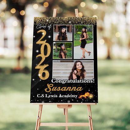 Custom Graduation Party Welcome Sign - Class Of 2024 - Custom Photo Grad Party Sign - Personalized Graduation Decoration