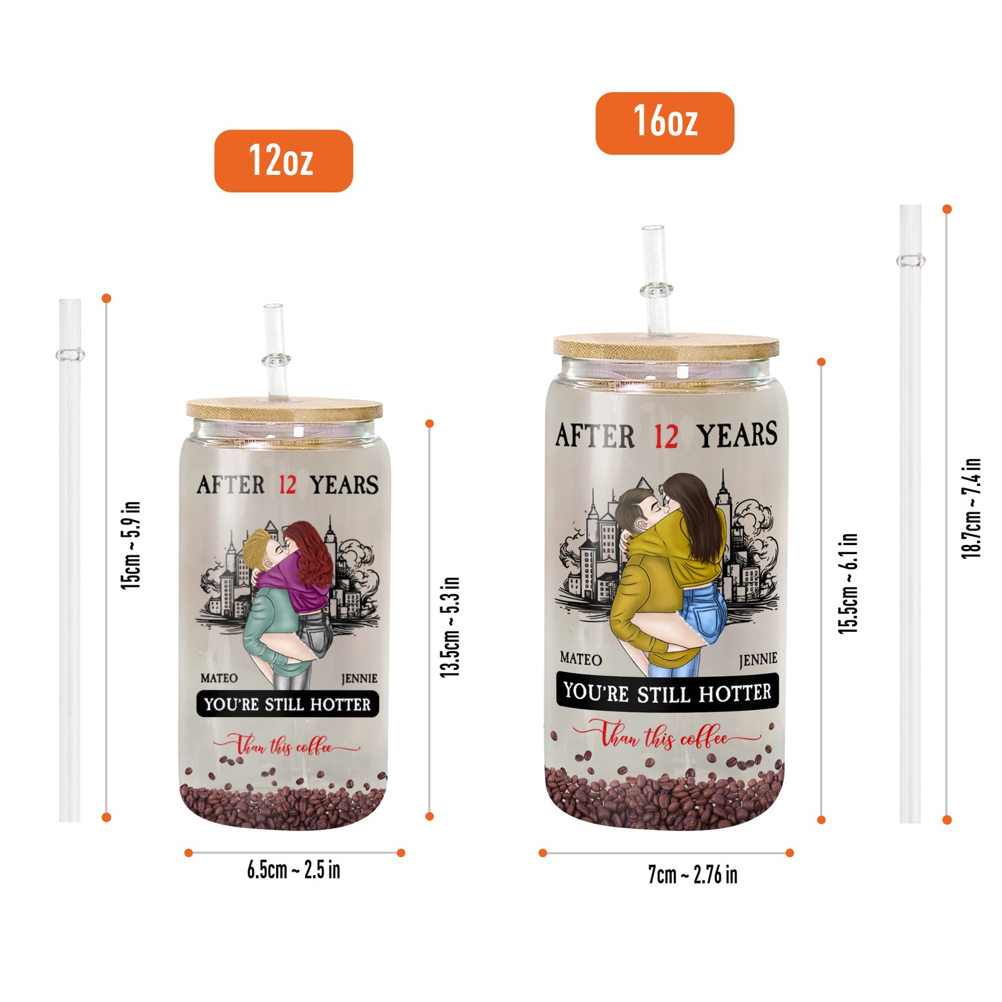 After Many Year You Are Still Hotter Than This Coffee Glass Bottle/Frosted Bottle With Lid & Straw - Personalized Glass Bottle