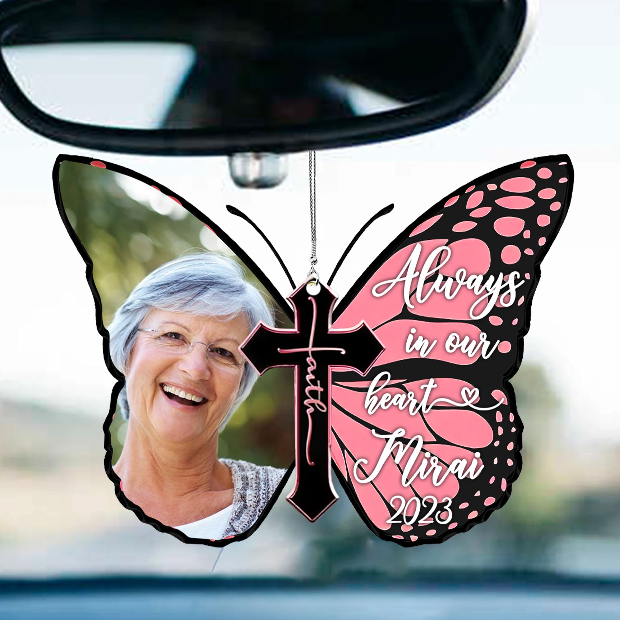 Always In Our Heart Memorial Gift Your Family Christmas Car Hanging Personalized Ornament Car Ornament