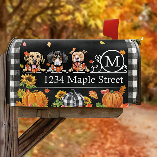 Autumn Back Pumpkin Season Custom Dog Breeds For Family- Mailbox Cover, Funny Gift For Dog Mom, Dog Dad Gift