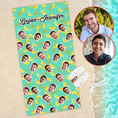 Personalized Face Rose Lemonade Beach Towel - Summer Vacation 2023