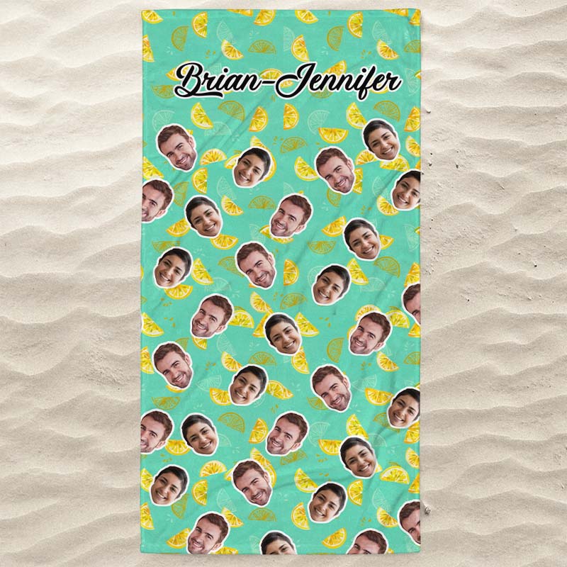 Personalized Face Rose Lemonade Beach Towel - Summer Vacation 2023