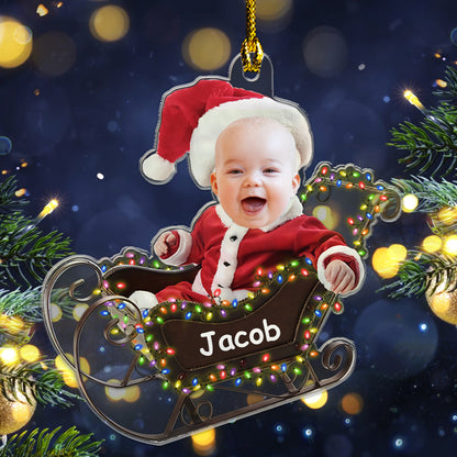 Baby Is Coming For The Town Best Gift For Your Family - Upload Your Photos - Personalized Custom Shape Acrylic Ornament