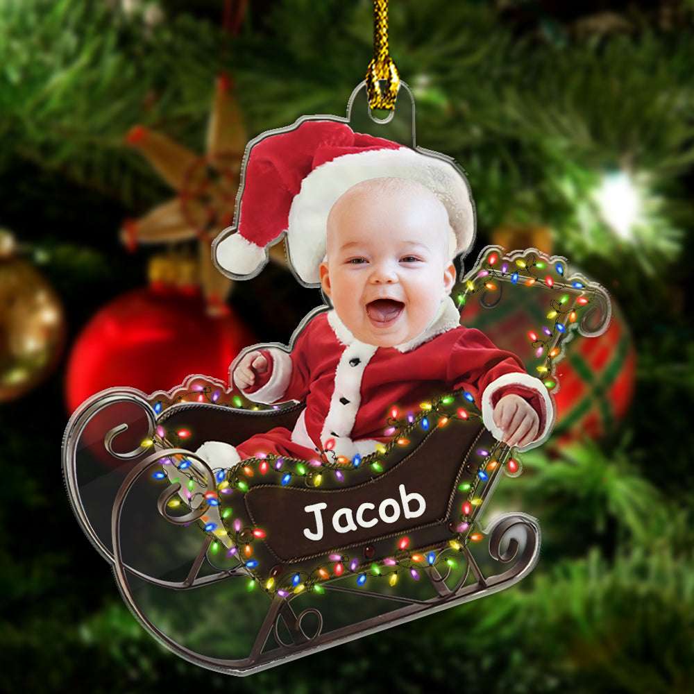 Baby Is Coming For The Town Best Gift For Your Family - Upload Your Photos - Personalized Custom Shape Acrylic Ornament