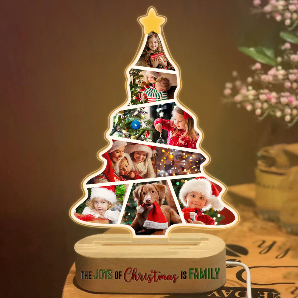 Best Moments Of Your Family All The Time - Upload Your Photo - Christmas Tree Shape Night Light Plaque