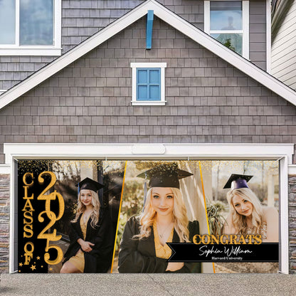 Door Banner and Garage Banner GIitter Styles 2025 Congratulations Class Of 2025 Ver 2- Graduation Garage Door Decorations, Single Garage, Garage Door Banner Covers - Garage Door Banner Decorations