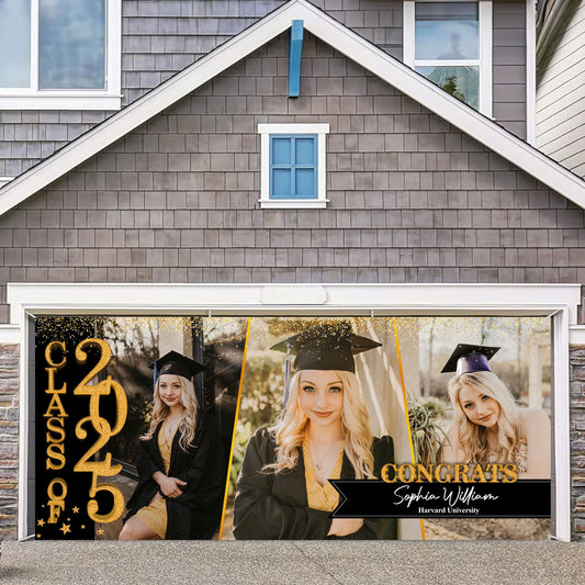 GIitter Styles 2025 Congratulations Class Of 2025 - Graduation Garage Door Decorations, Single Garage, Garage Door Banner Covers - Garage Door Banner Decorations