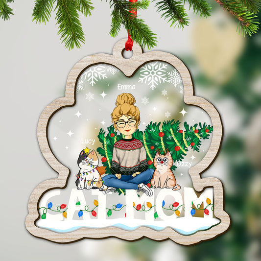 Katzenmama Weihnachtsgeschenk für Katzenliebhaber, Weihnachtsschmuck – individuelle Form, Holz- und Acrylschmuck 