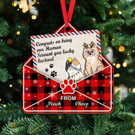 Cats Letter For You Congrat Christmas Cats - Custom Shape Wood Ornament - 1 Layered Wood Ornament