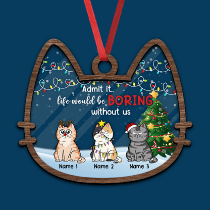 Geben Sie zu, dass Weihnachten ohne Katzen langweilig wird. Weihnachtsbaumschmuck – individuelle Form aus Holz und Acryl. 