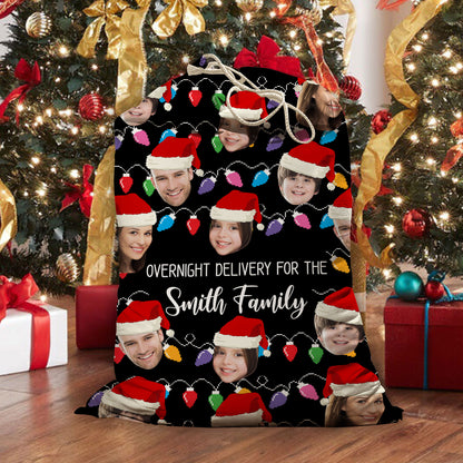 Christmas Gift For Family Overnight Delivery For Our Family Christmas Bag - Upload Photos Of Your Family- Personalized Custom Christmas Sack