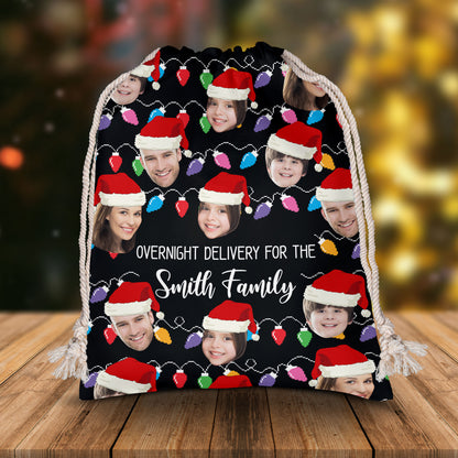 Christmas Gift For Family Overnight Delivery For Our Family Christmas Bag - Upload Photos Of Your Family- Personalized Custom Christmas Sack