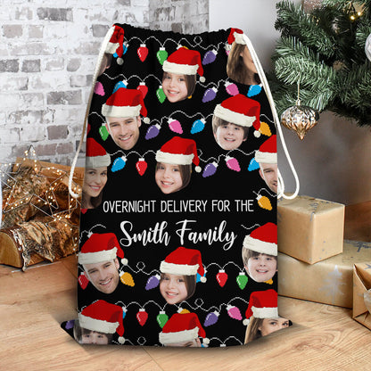 Christmas Gift For Family Overnight Delivery For Our Family Christmas Bag - Upload Photos Of Your Family- Personalized Custom Christmas Sack