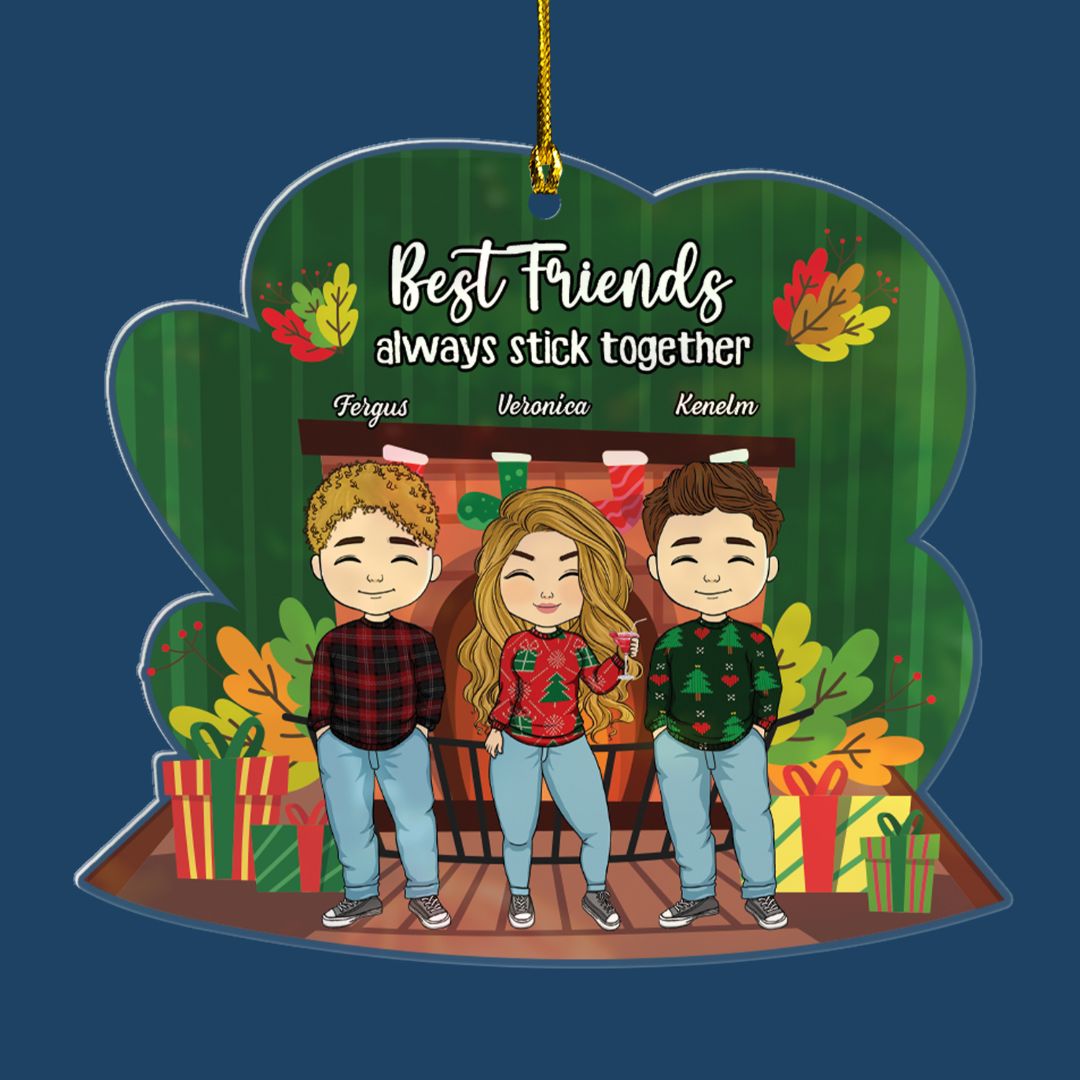 Best Friends Always Stick Together - Personalized Custom Shape Acrylic Ornament