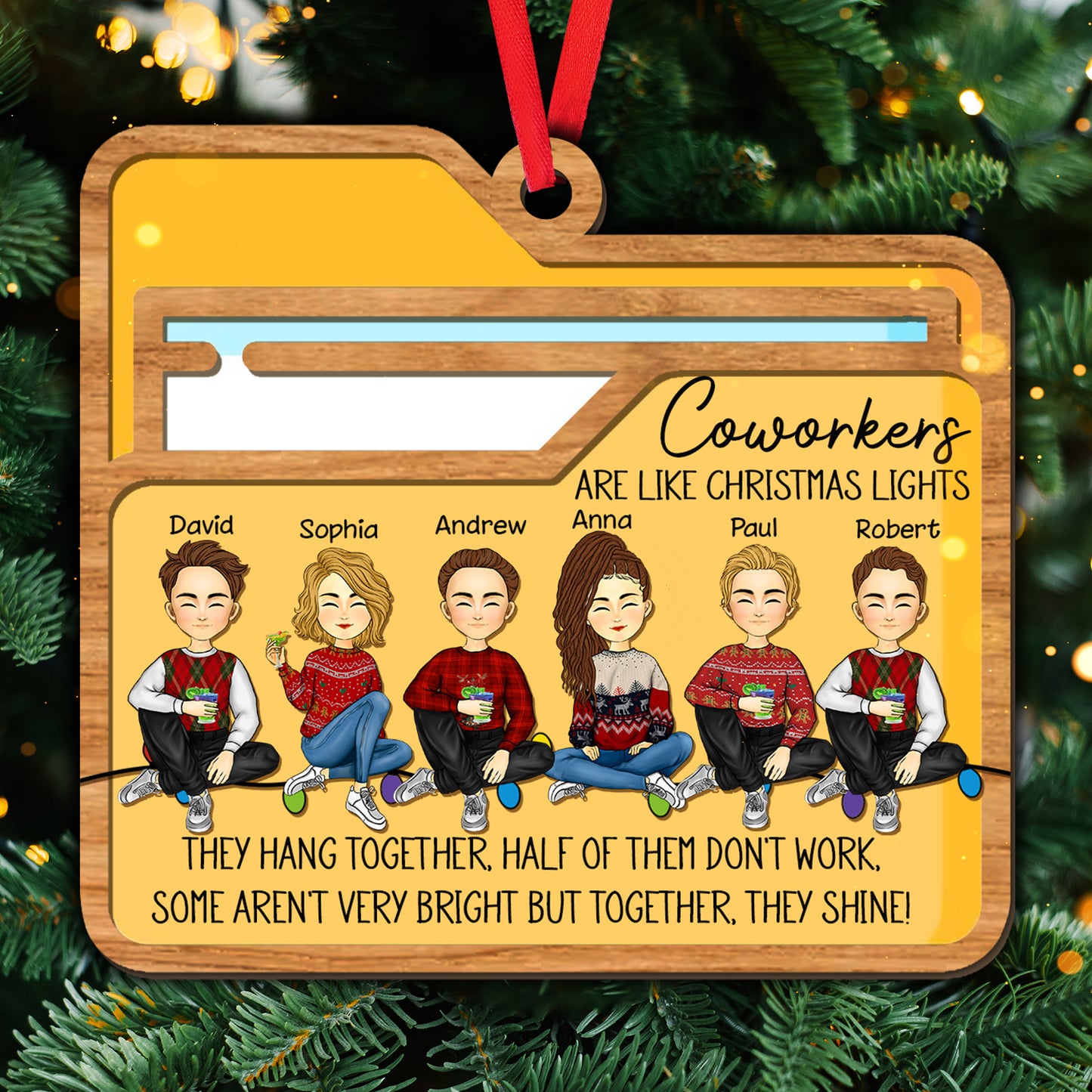 Coworkers Are Like Christmas Lights Best Gift For Besties Coworkers - Custom Shape Wood Ornament - Wood Ornament 2 Layered