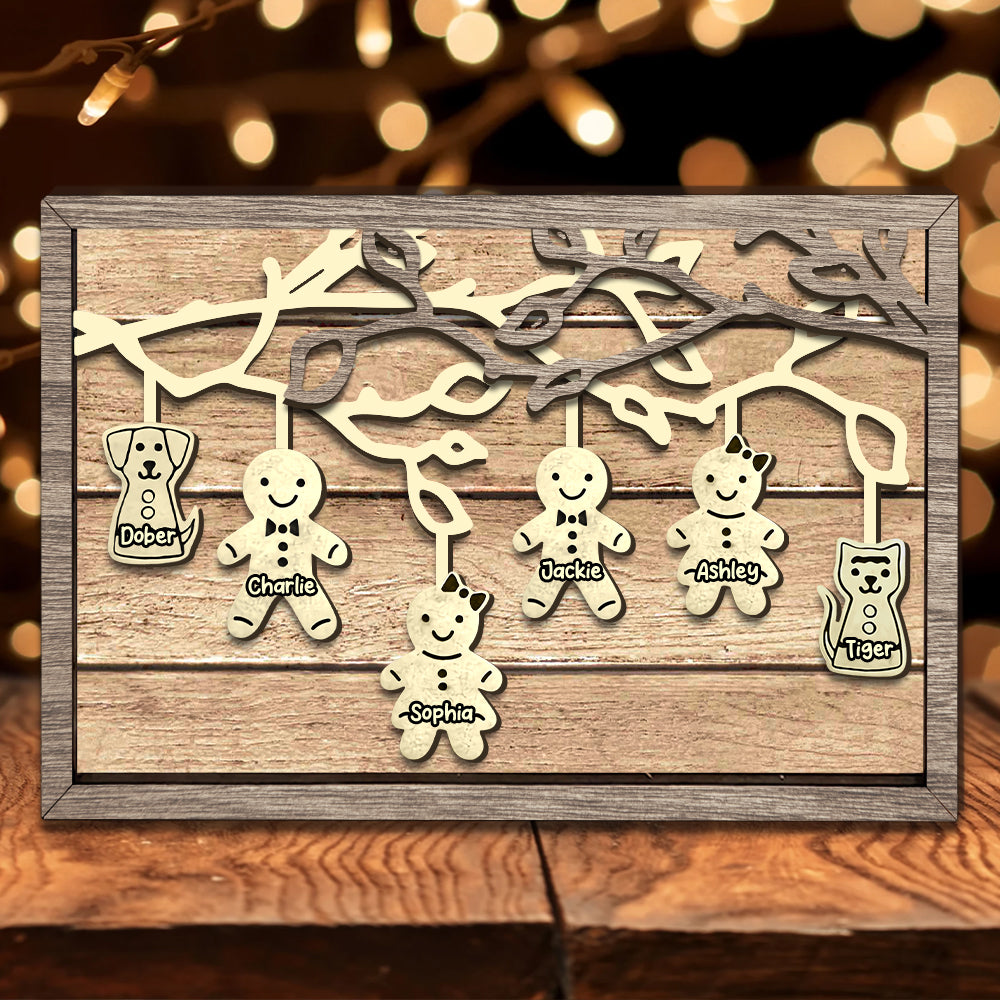 Custom Family Name Gingerbread Family Best Gift For Your Lovers - Custom Wooden Family Tree Sign