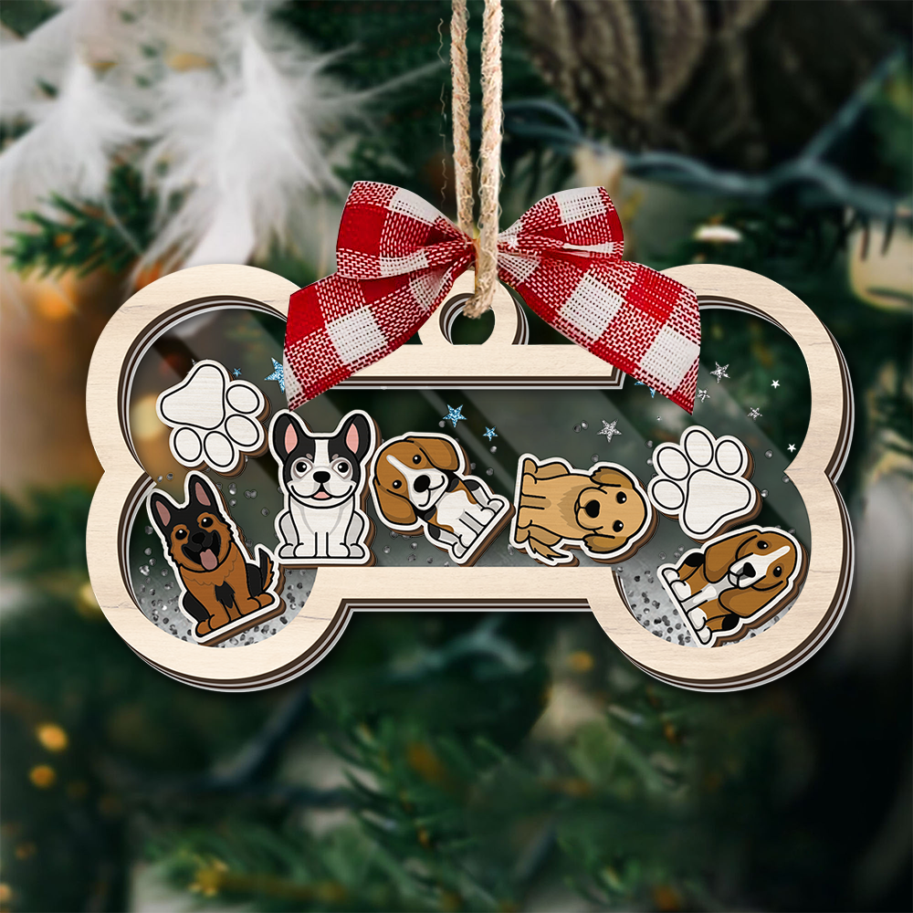 Cute Dog And Paws Charms Family Gift - Custom Glitter Shaker Ornament