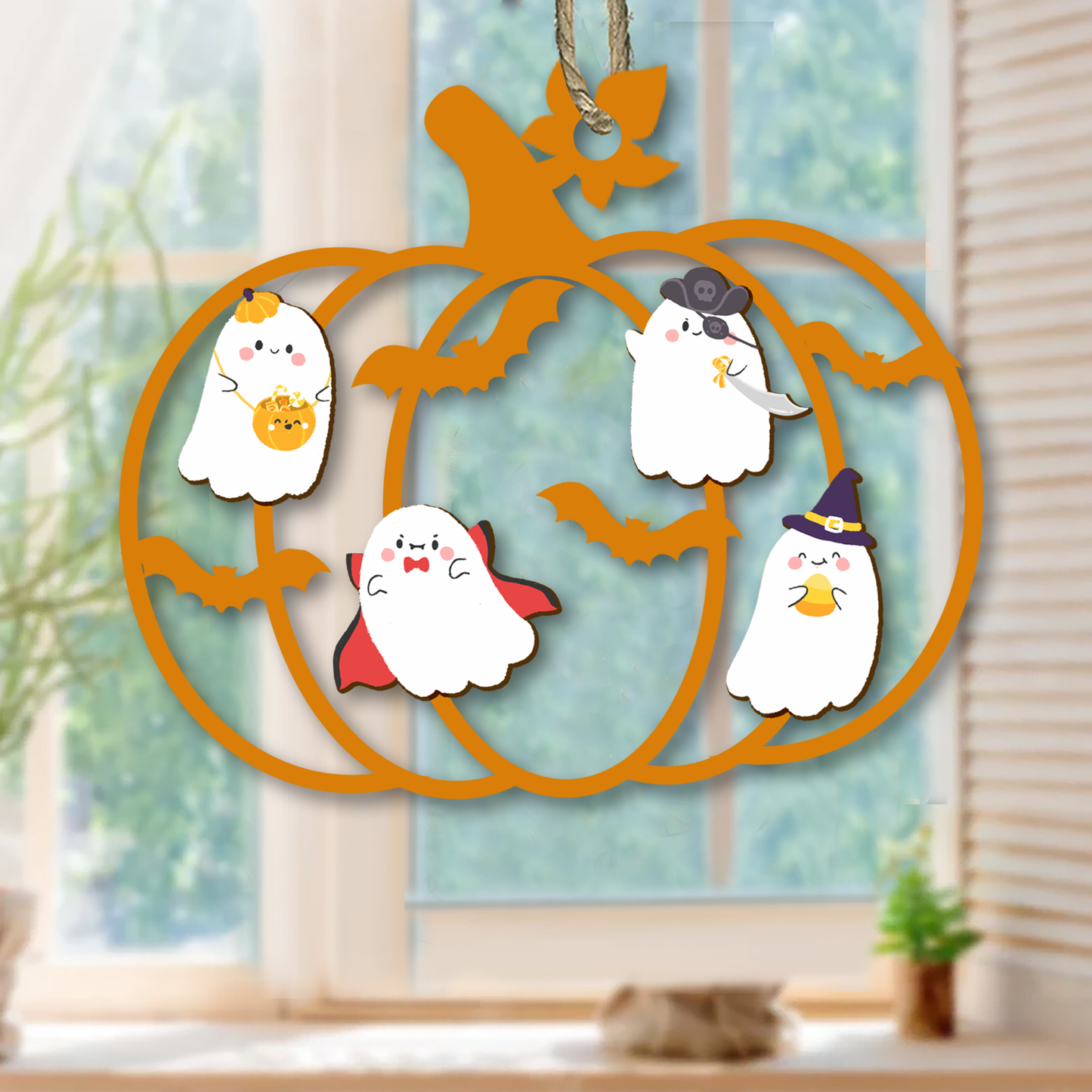 Cute Ghostes Pumpkin Season - Personalized Custom Suncatcher Ornament