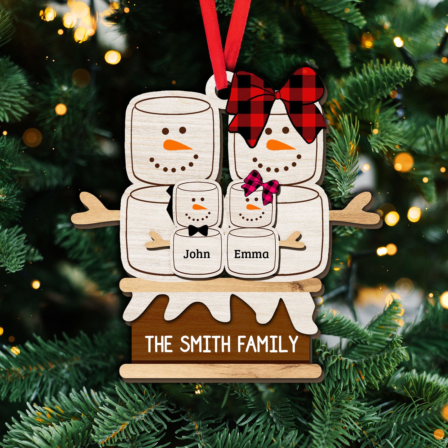 Cute Snowman Family Cozy Season - Custom Shape Wood Ornament - Wood Ornament 2 Layered