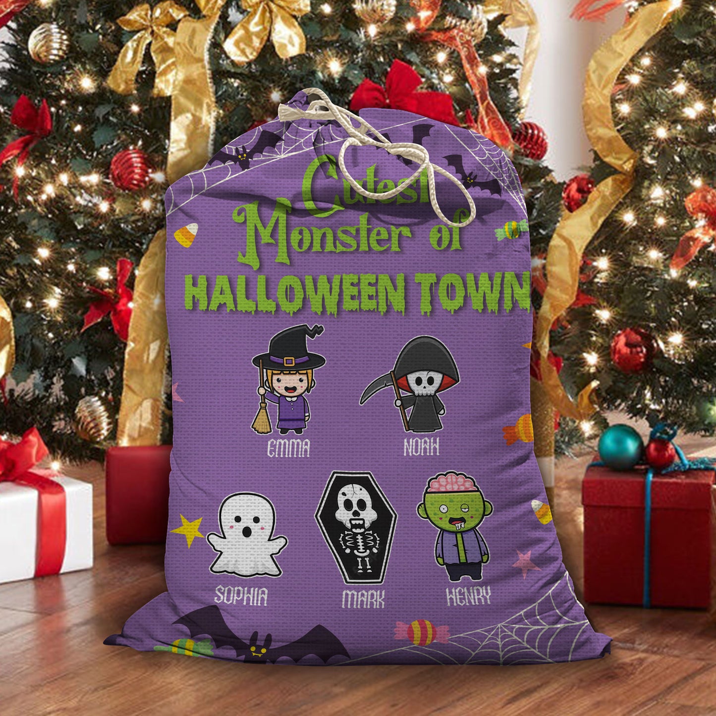 Cutest Monster Of Halloween Town Halloween Bag - Personalized Custom Trick or Treat Sack