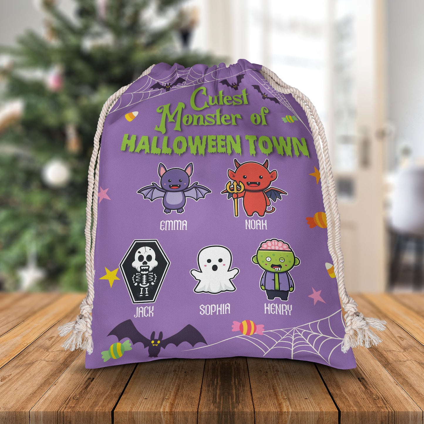 Cutest Monster Of Halloween Town Halloween Bag - Personalized Custom Trick or Treat Sack