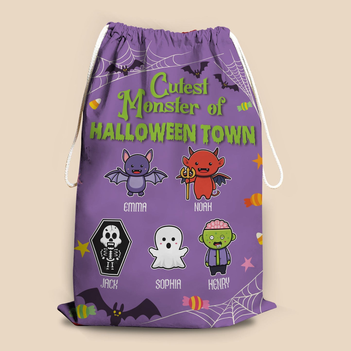 Cutest Monster Of Halloween Town Halloween Bag - Personalized Custom Trick or Treat Sack