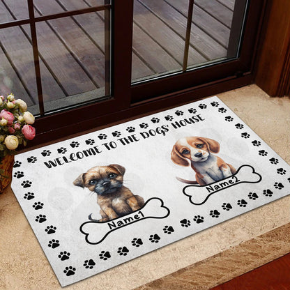 Welcome To The Dog's House Doormat, Funny Personalized Changing Dog Doormat