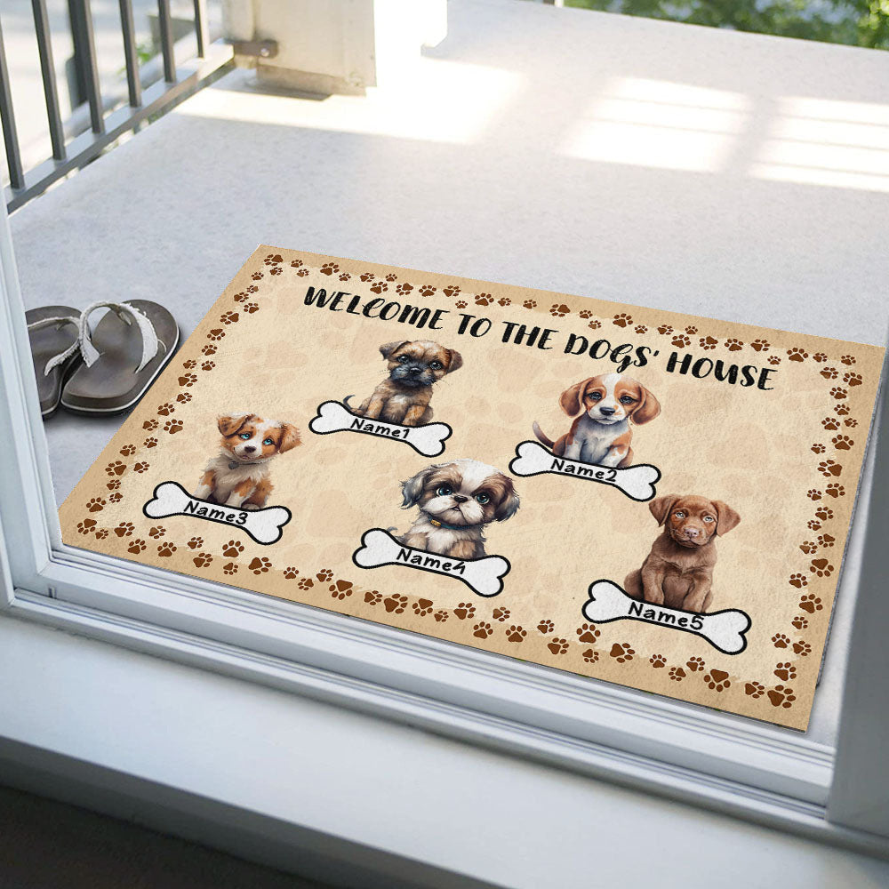 Welcome To The Dog's House Doormat, Funny Personalized Changing Dog Doormat