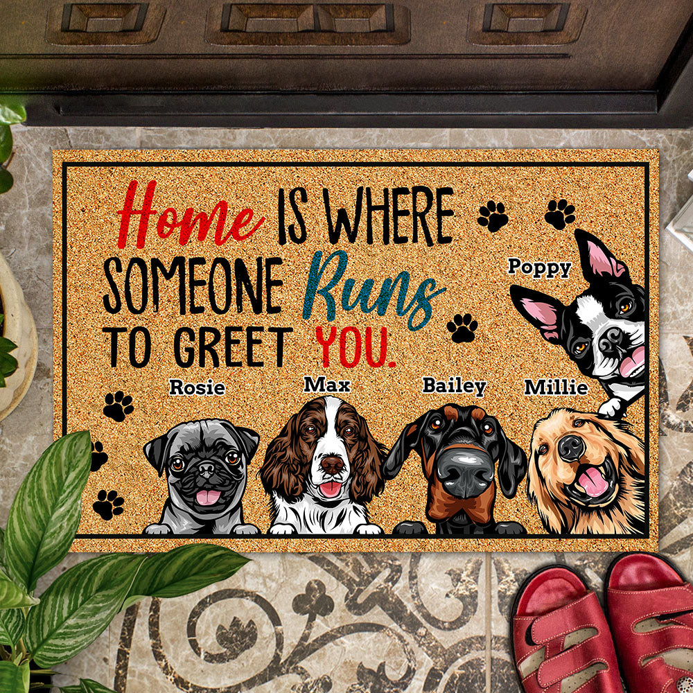 Personalisiertes Geschenk für Hundemama, Hundepapa, Katzenmama, Katzenpapa „Home Is Where“ Fußmatte