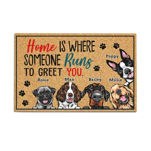 Personalized Gift For Dog Mom, Dog Dad, Cat Mom, Cat Dad Home Is Where Doormat