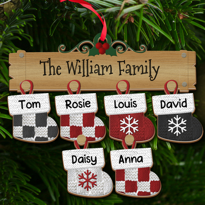 Family Christmas Stocks Name Your Family Best Memories Ever - Custom Shape Wood Ornament - 1 Layered Wood Ornament