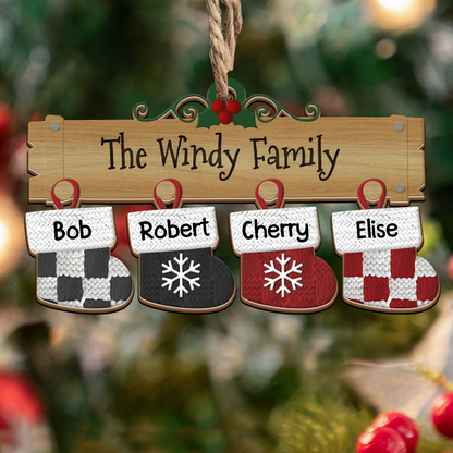 Family Christmas Stocks Name Your Family Best Memories Ever - Custom Shape Wood Ornament - 1 Layered Wood Ornament