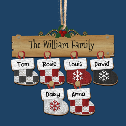 Family Christmas Stocks Name Your Family Best Memories Ever - Custom Shape Wood Ornament - 1 Layered Wood Ornament