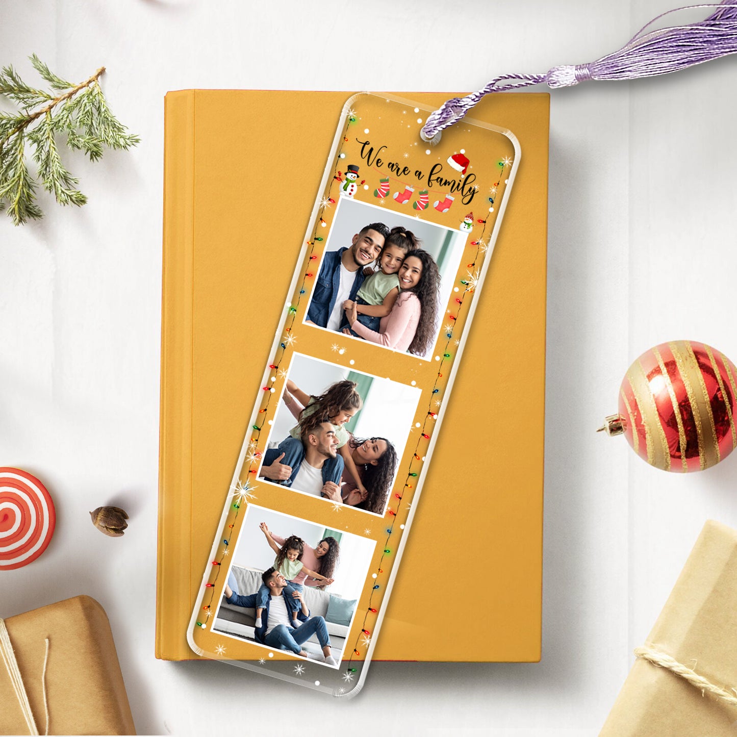 Happy Family Together – das beste Weihnachtsgeschenk für Familienmitglieder – individuelles Foto-Lesezeichen 