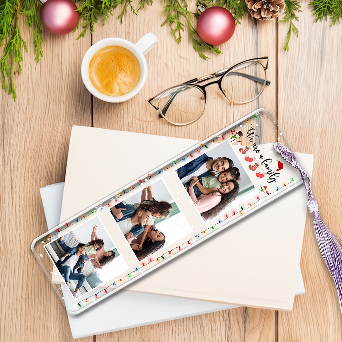 Happy Family Together – das beste Weihnachtsgeschenk für Familienmitglieder – individuelles Foto-Lesezeichen 