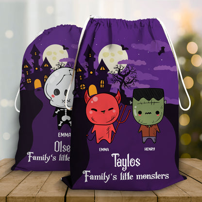 Family Little Monster Halloween Bag - Personalized Custom Trick or Treat Sack