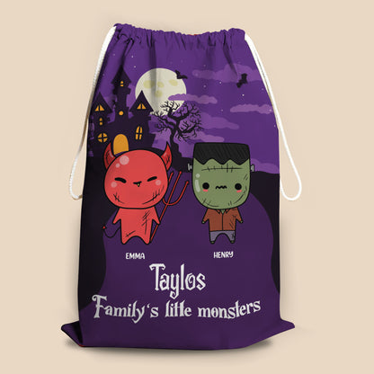 Family Little Monster Halloween Bag - Personalized Custom Trick or Treat Sack