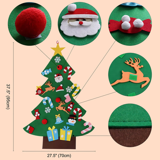 Filz Weihnachtsbaum Set mit Ornamenten für Kinder Aufkleber Weihnachtsbaum