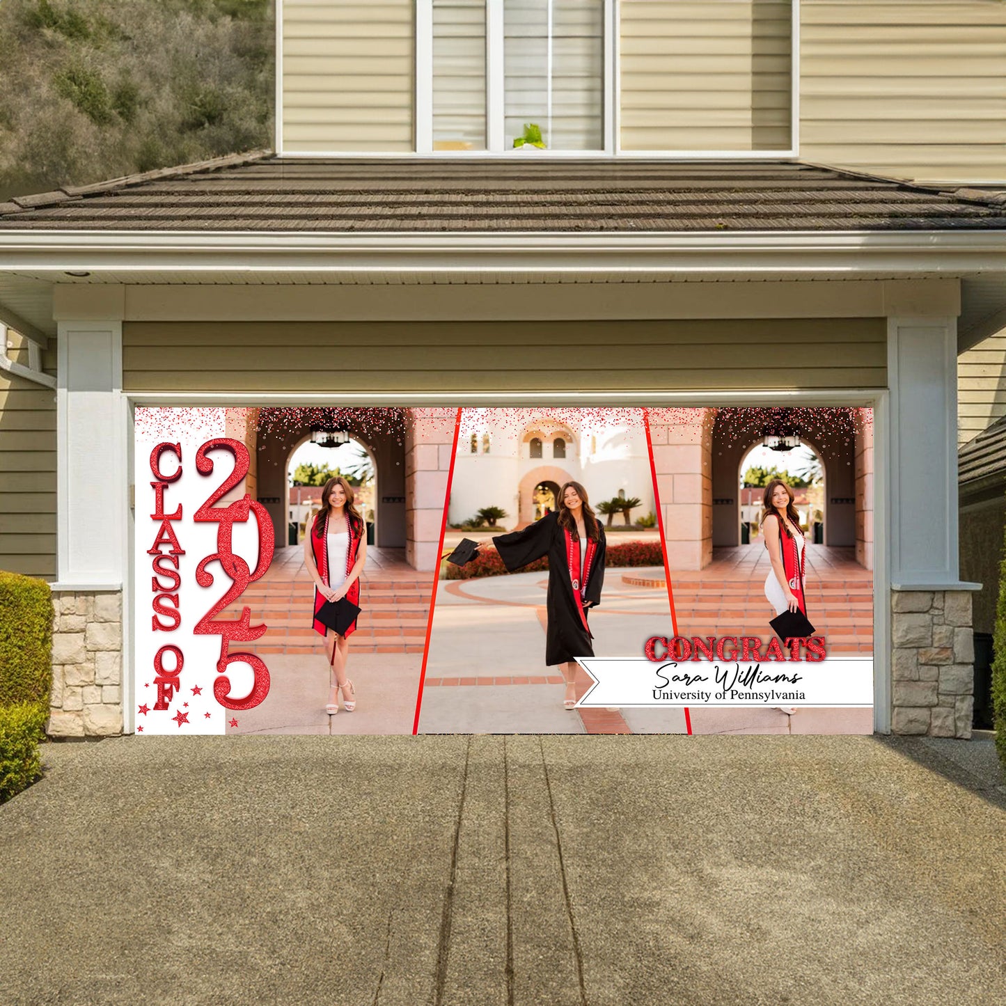 Door Banner and Garage Banner GIitter Styles 2025 Congratulations Class Of 2025 Ver 2- Graduation Garage Door Decorations, Single Garage, Garage Door Banner Covers - Garage Door Banner Decorations