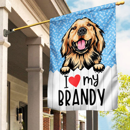 Personalisierte I Love My Dogs Gartenflagge, Lustige wechselnde Hunde