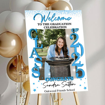 Class Of 2025 - Graduation Party Welcome Sign - Custom Photo Grad Party Sign - Personalized Graduation Decoration