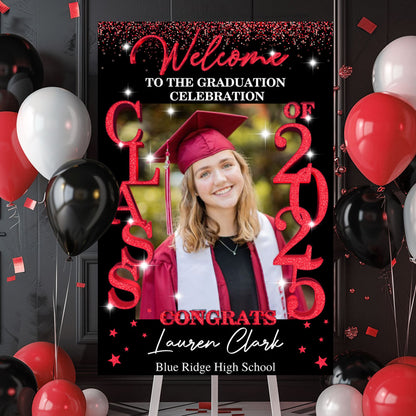 Class Of 2025 - Graduation Party Welcome Sign - Custom Photo Grad Party Sign - Personalized Graduation Decoration