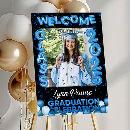 Bubble Styles Class Of 2025 - Graduation Party Welcome Sign - Custom Photo Grad Party Sign - Personalized Graduation Decoration