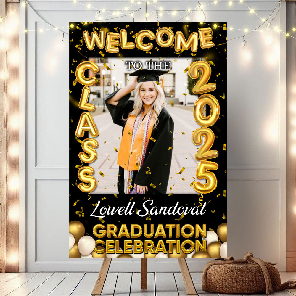 Bubble Styles Class Of 2025 - Graduation Party Welcome Sign - Custom Photo Grad Party Sign - Personalized Graduation Decoration