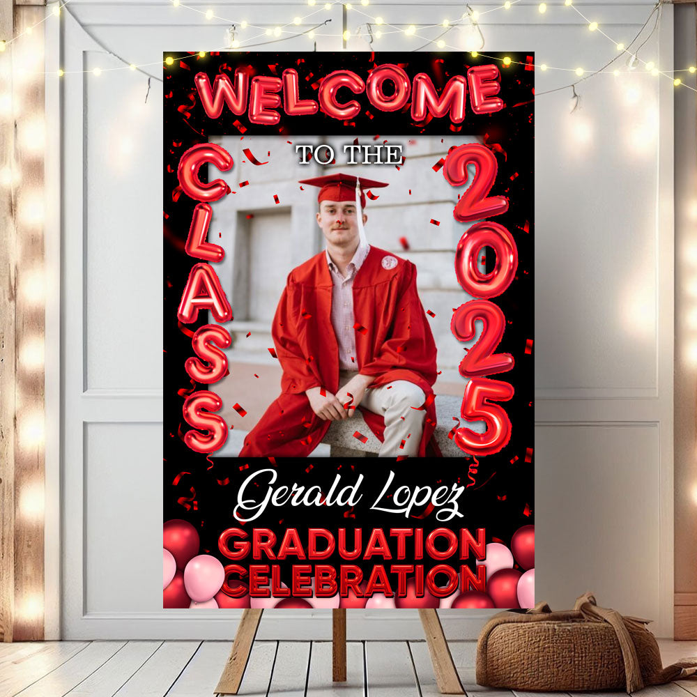 Bubble Styles Class Of 2025 - Graduation Party Welcome Sign - Custom Photo Grad Party Sign - Personalized Graduation Decoration